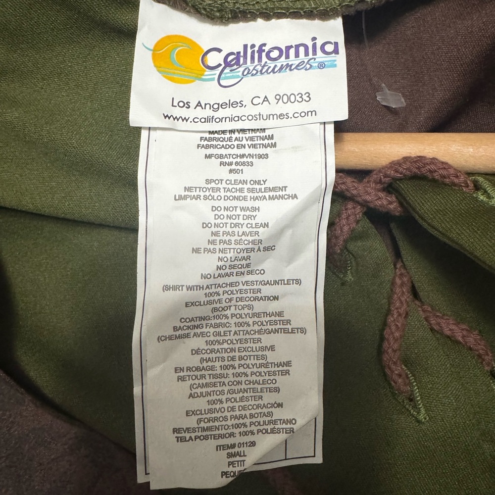 Robin Hood Ren Fest California Costumes Faux Suede Tunic Top Straps SML NEW - Picture 3 of 4